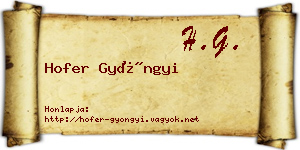 Hofer Gyöngyi névjegykártya